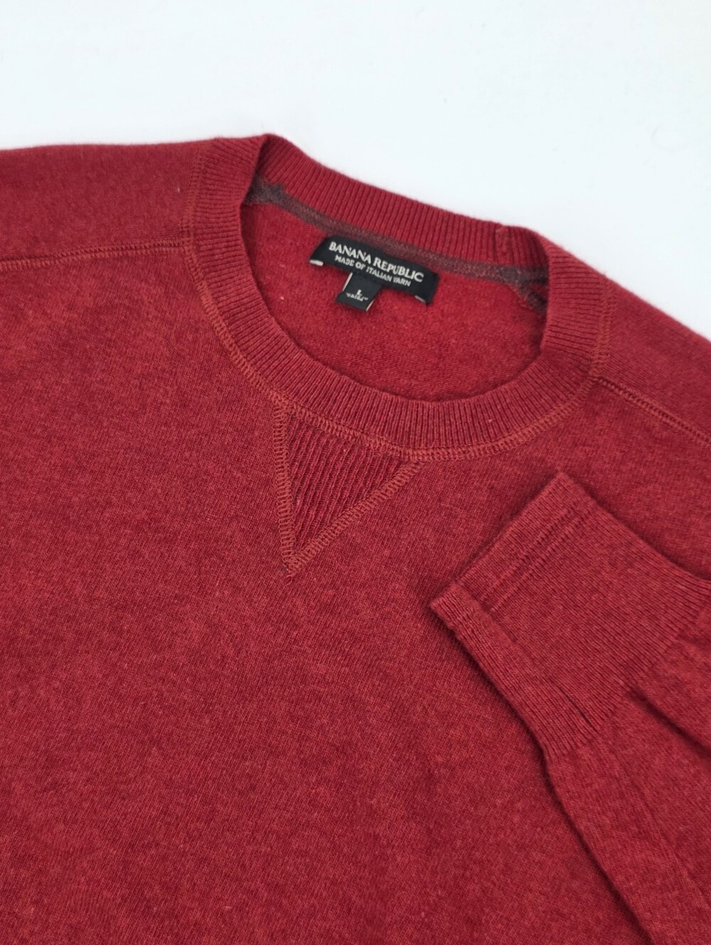Banana Republic Red Crew Neck Pullover Sweater Merino Wool Blend Men's Large L